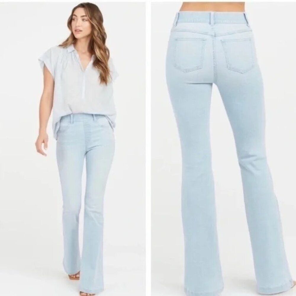 SPANX Denim Bootcut Flare Light Wash Pull-on Jeans Size M 90s Retro